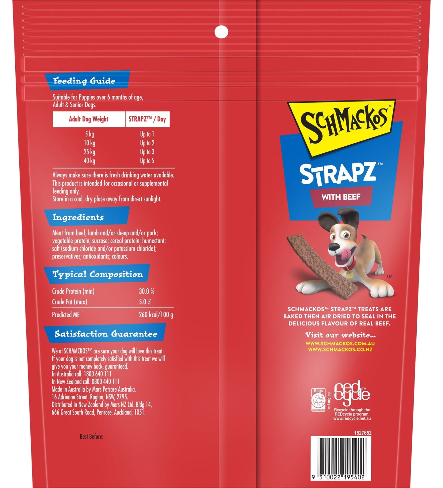 Schmackos Strapz 1kg Beef - Woonona Petfood & Produce