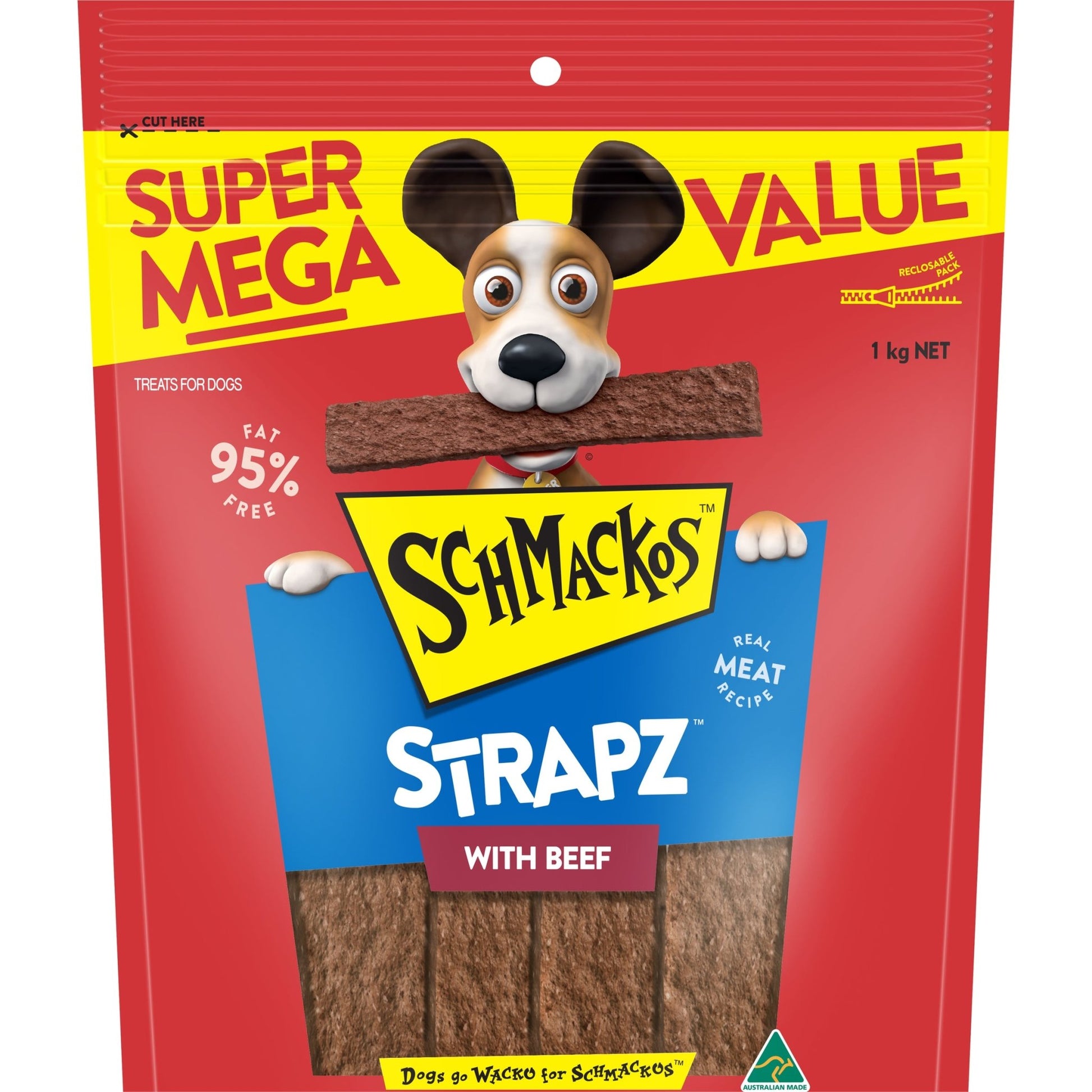 Schmackos Strapz 1kg Beef - Woonona Petfood & Produce