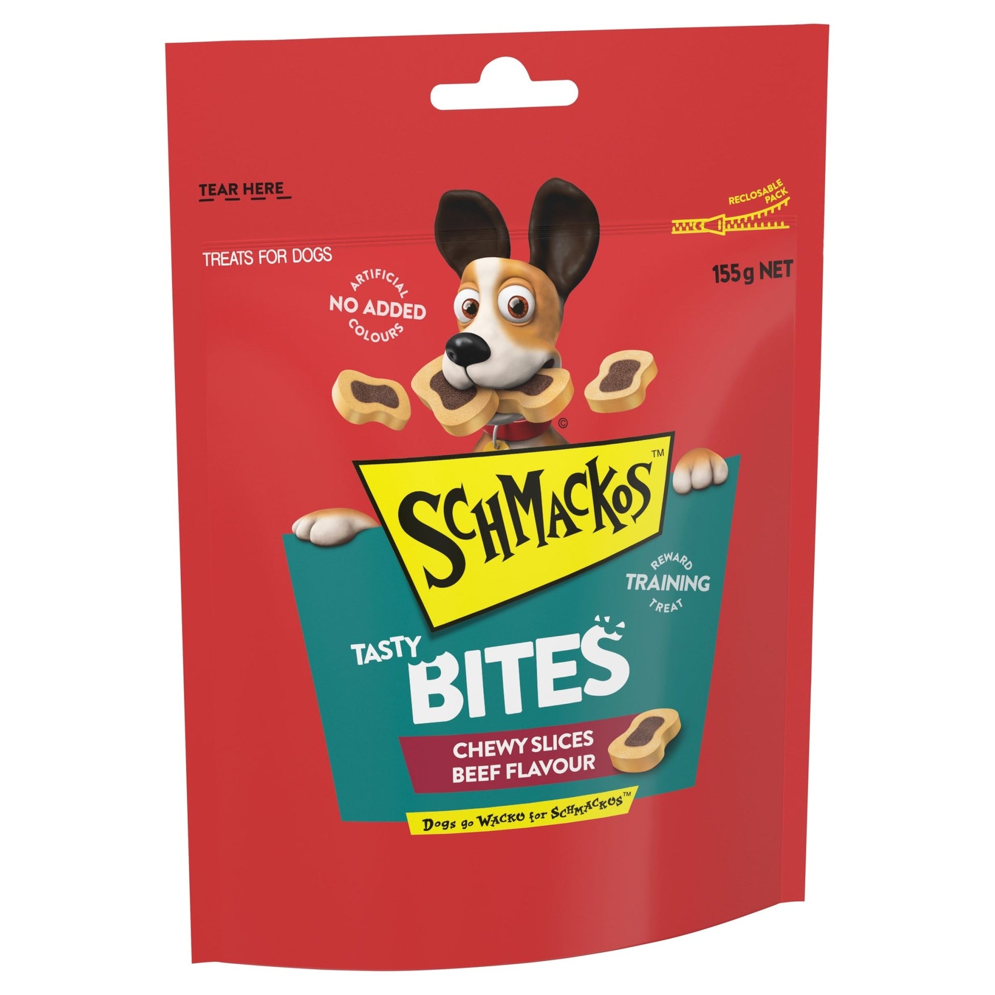 Schmackos Tasty Bites Chewy Slices Beef 155g - Woonona Petfood & Produce