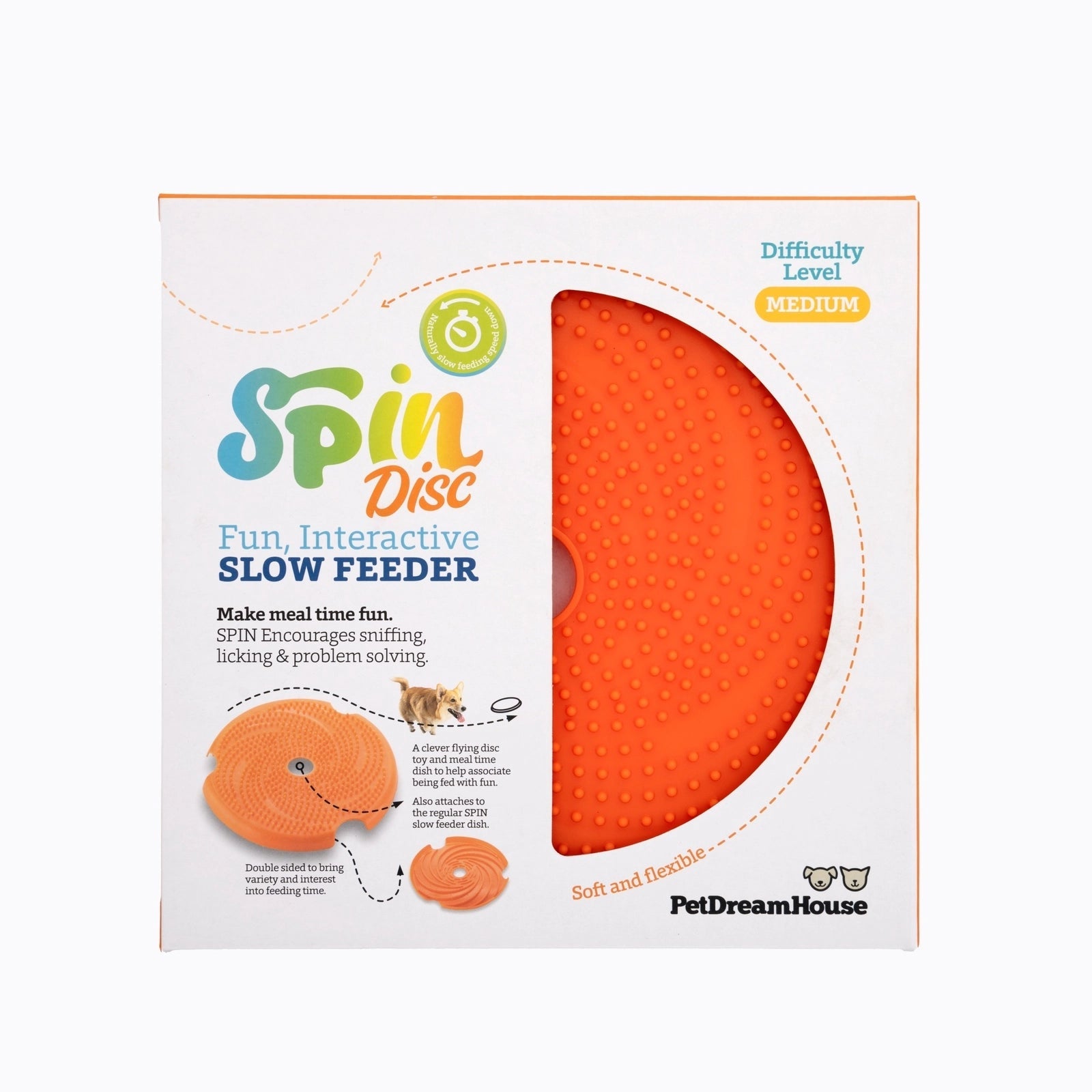 SPIN Disc Interactive Adjustable Slow Feeder Orange - Woonona Petfood & Produce
