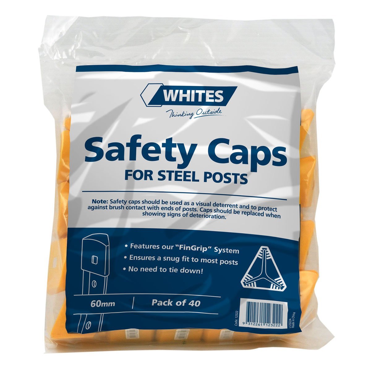 Steel Post Caps 40 Pack Triangle Whites - Woonona Petfood & Produce