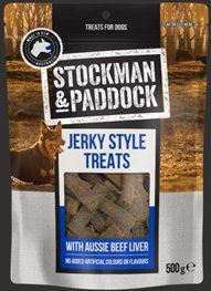 Stockmans & Paddock Jerky Style Treats Aussie Beef Liver 500g - Woonona Petfood & Produce