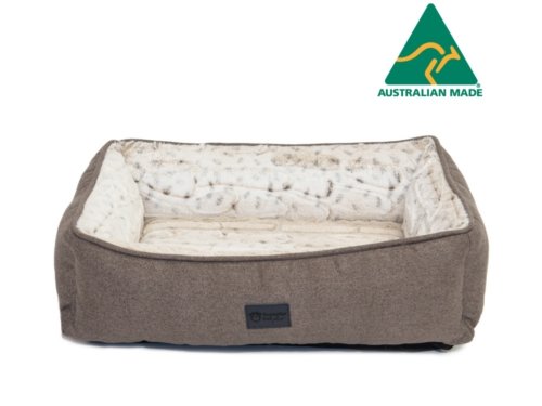 Superior Pet Bed Ortho Dog Lounger Light Brindle Faux Fur - Woonona Petfood & Produce