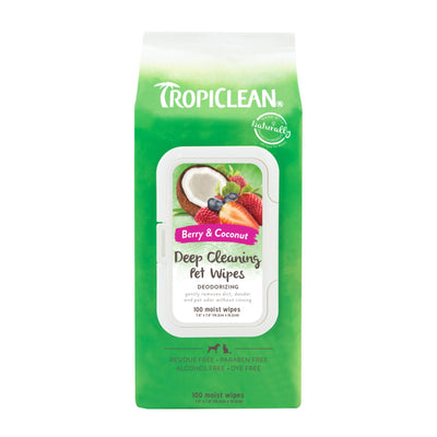 Tropiclean Deep Cleaning Wipes 100 Pack - Woonona Petfood & Produce