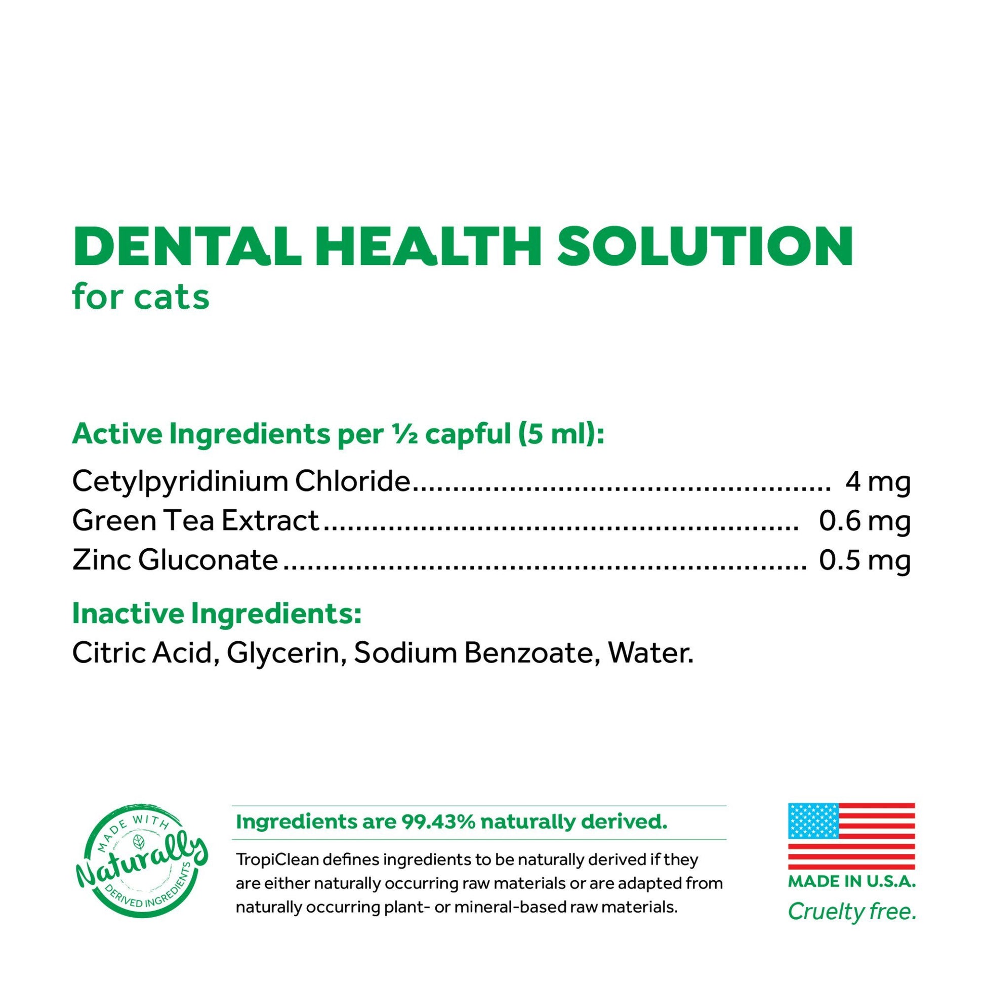 Tropiclean Fresh Breath Dental Health Solution Cat 473ml - Woonona Petfood & Produce