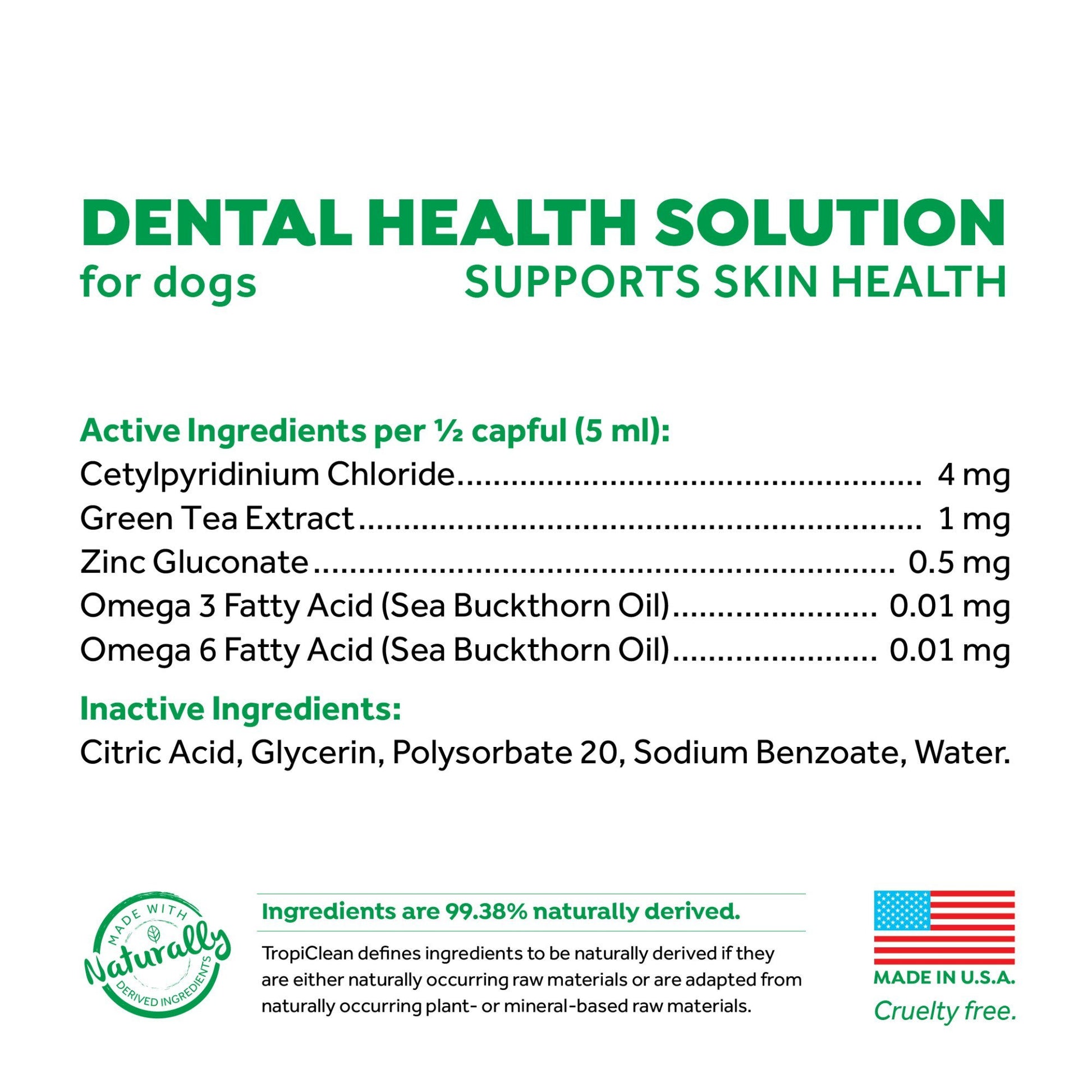 Tropiclean Fresh Breath Dental Health Solution + Skin & Coat 473ml - Woonona Petfood & Produce