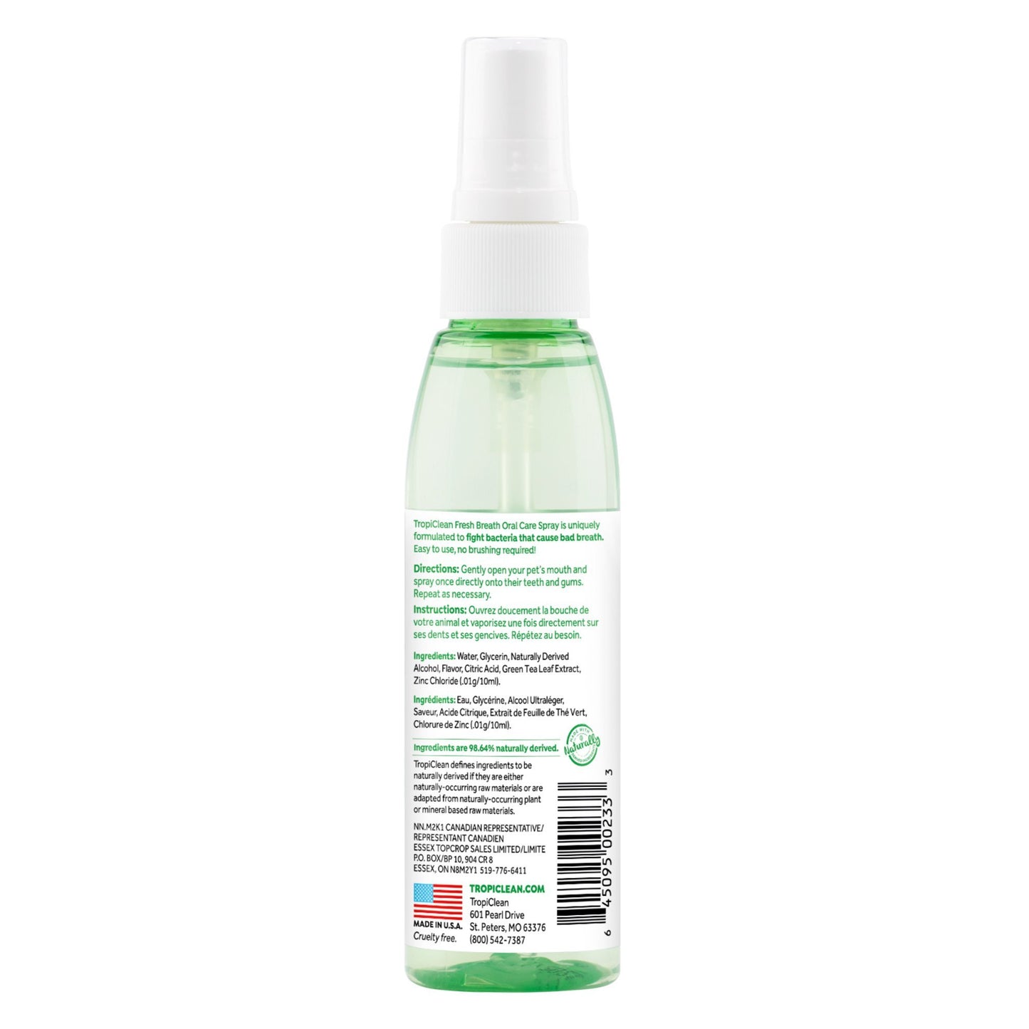 Tropiclean Fresh Breath Vanilla Mint Oral Spray 118ml - Woonona Petfood & Produce
