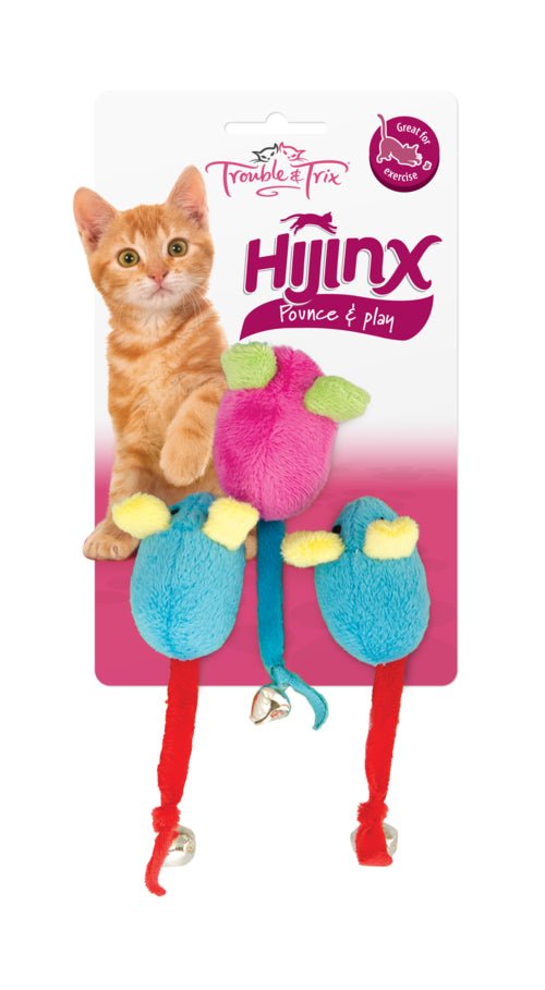 Trouble & Trix Cat Toy Bliss Mice Bell 3 Pack - Woonona Petfood & Produce