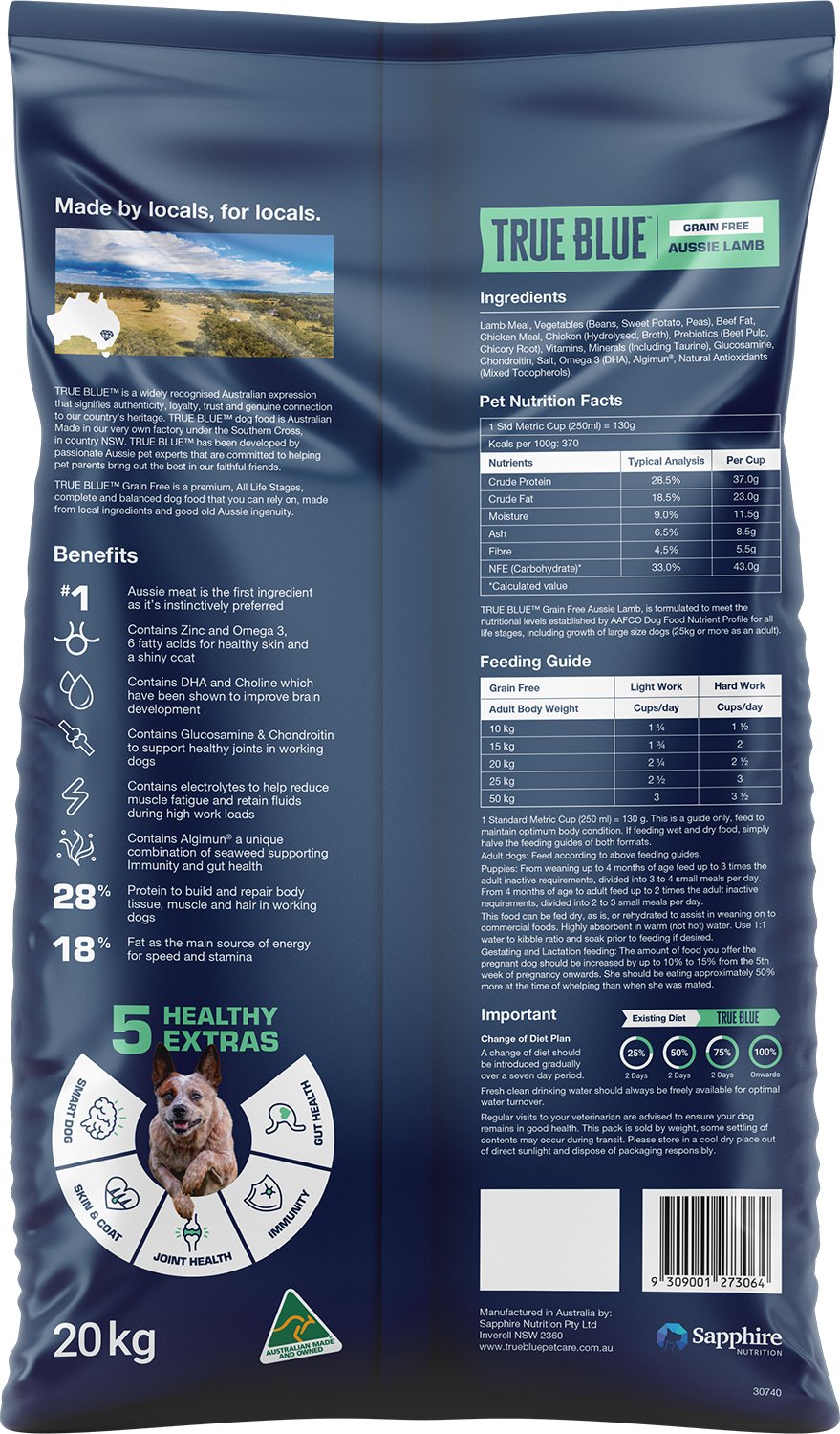 True Blue Grain Free Dry Dog Food Lamb 20kg - Woonona Petfood & Produce