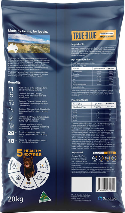 True Blue Working Dog Dry Food Beef 20kg - Woonona Petfood & Produce