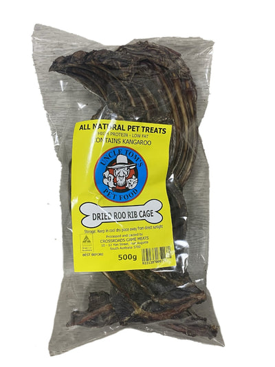 Uncle Toms Dried Roo Rib Cage 500g - Woonona Petfood & Produce