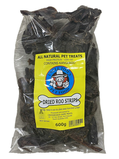 Uncle Toms Dried Roo Strips - Woonona Petfood & Produce