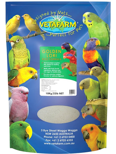 Vetafarm Golden Lori Rice Formula 10kg - Woonona Petfood & Produce