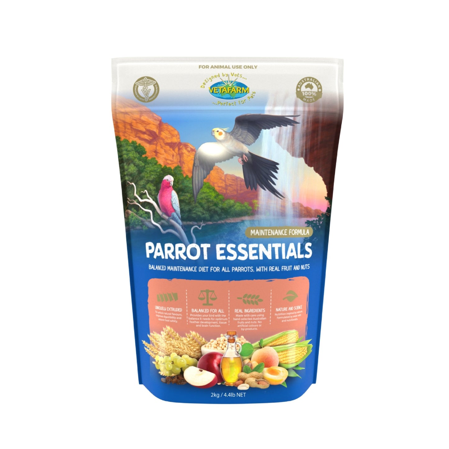 Vetafarm Parrot Essentials Pellets 2kg - Woonona Petfood & Produce