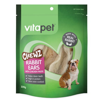 Vitapet Chewz Rabbit Ears with Chicken 220g - Woonona Petfood & Produce