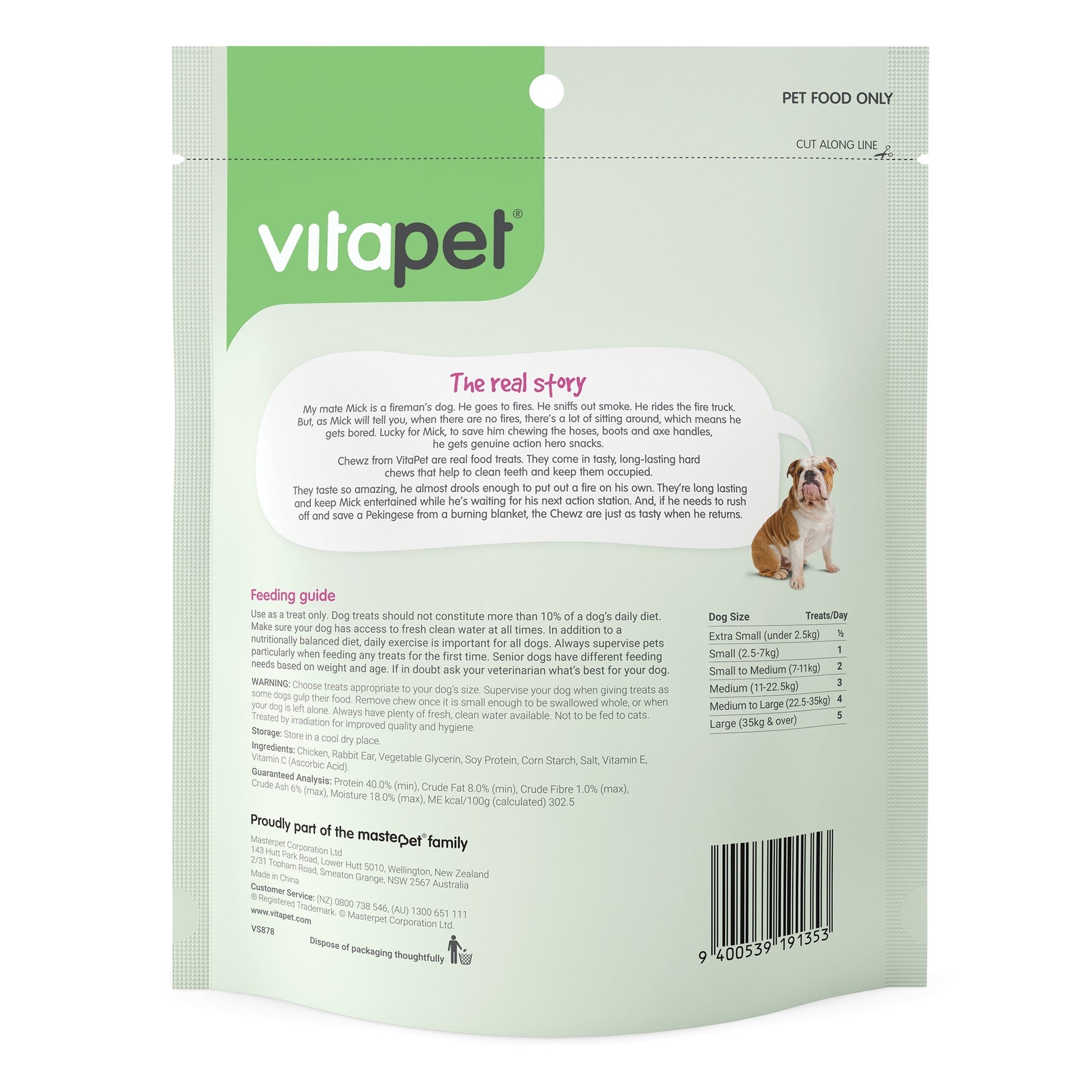 Vitapet Chewz Rabbit Ears with Chicken 220g - Woonona Petfood & Produce