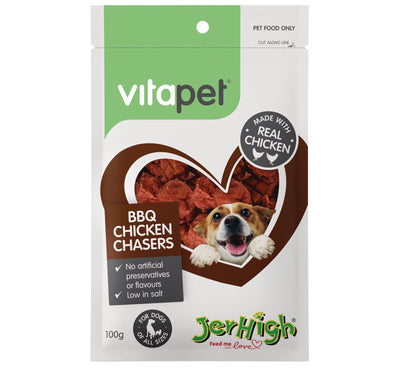 Vitapet Jerhigh BBQ Chicken Chasers 100g - Woonona Petfood & Produce