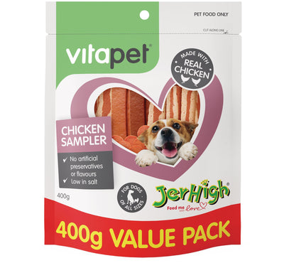 Vitapet Jerhigh Chicken Sampler 400g - Woonona Petfood & Produce