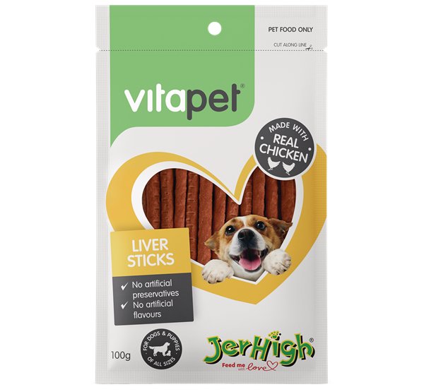 Vitapet Jerhigh Liver Sticks 100g - Woonona Petfood & Produce