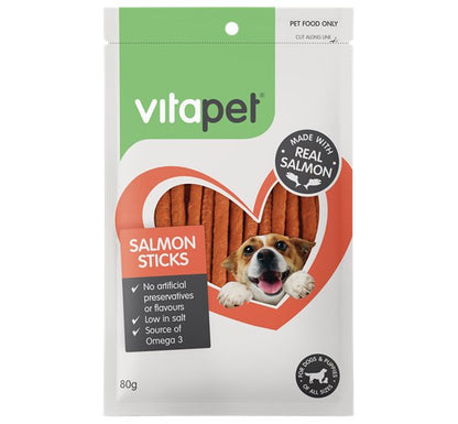 Vitapet Jerhigh Salmon Sticks 80g - Woonona Petfood & Produce