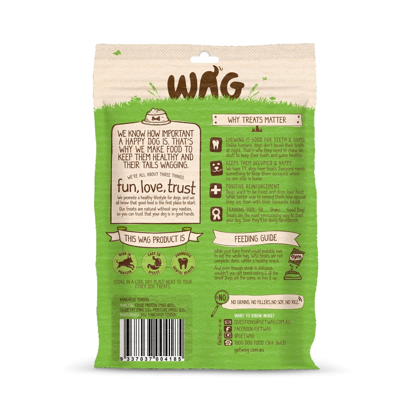 WAG Kangaroo Tendons 200g - Woonona Petfood & Produce