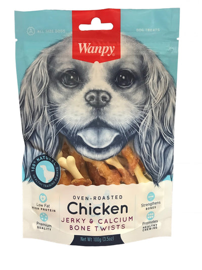 Wanpy Chicken Jerky Wrapped In Calcium Bones 100g - Woonona Petfood & Produce