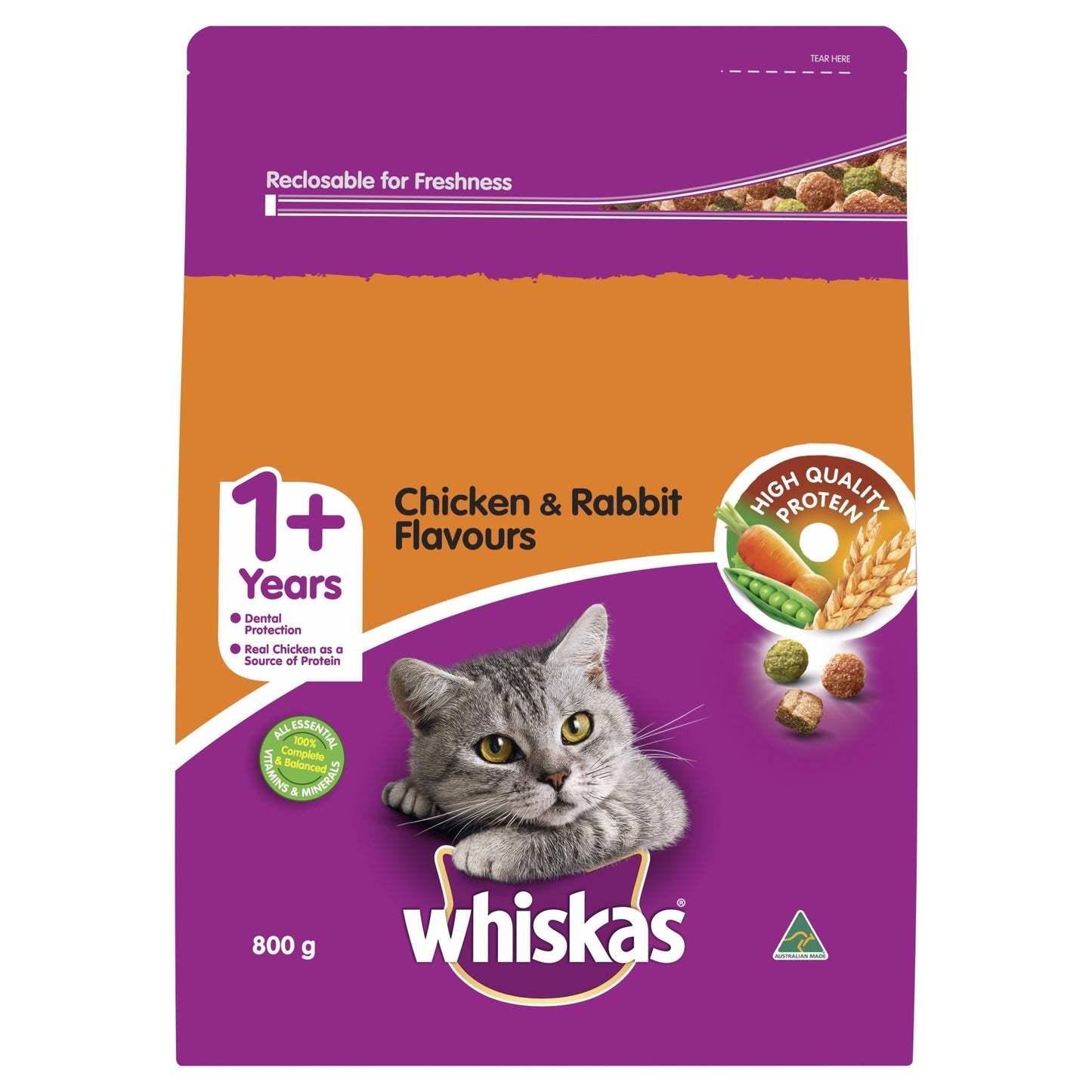 Whiskas Dry Cat Food Adult Chicken & Rabbit 800g - Woonona Petfood & Produce