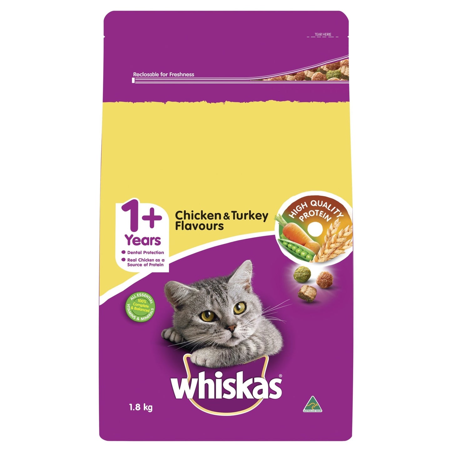 Whiskas Dry Cat Food Adult Chicken & Turkey 1.8kg - Woonona Petfood & Produce