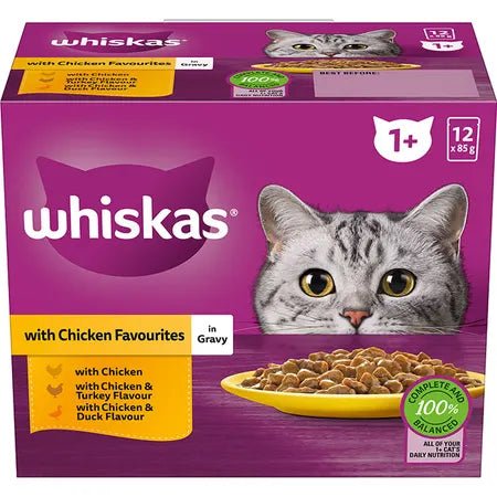Whiskas Wet Cat Food Chicken Favourites in Gravy 12x85g - Woonona Petfood & Produce