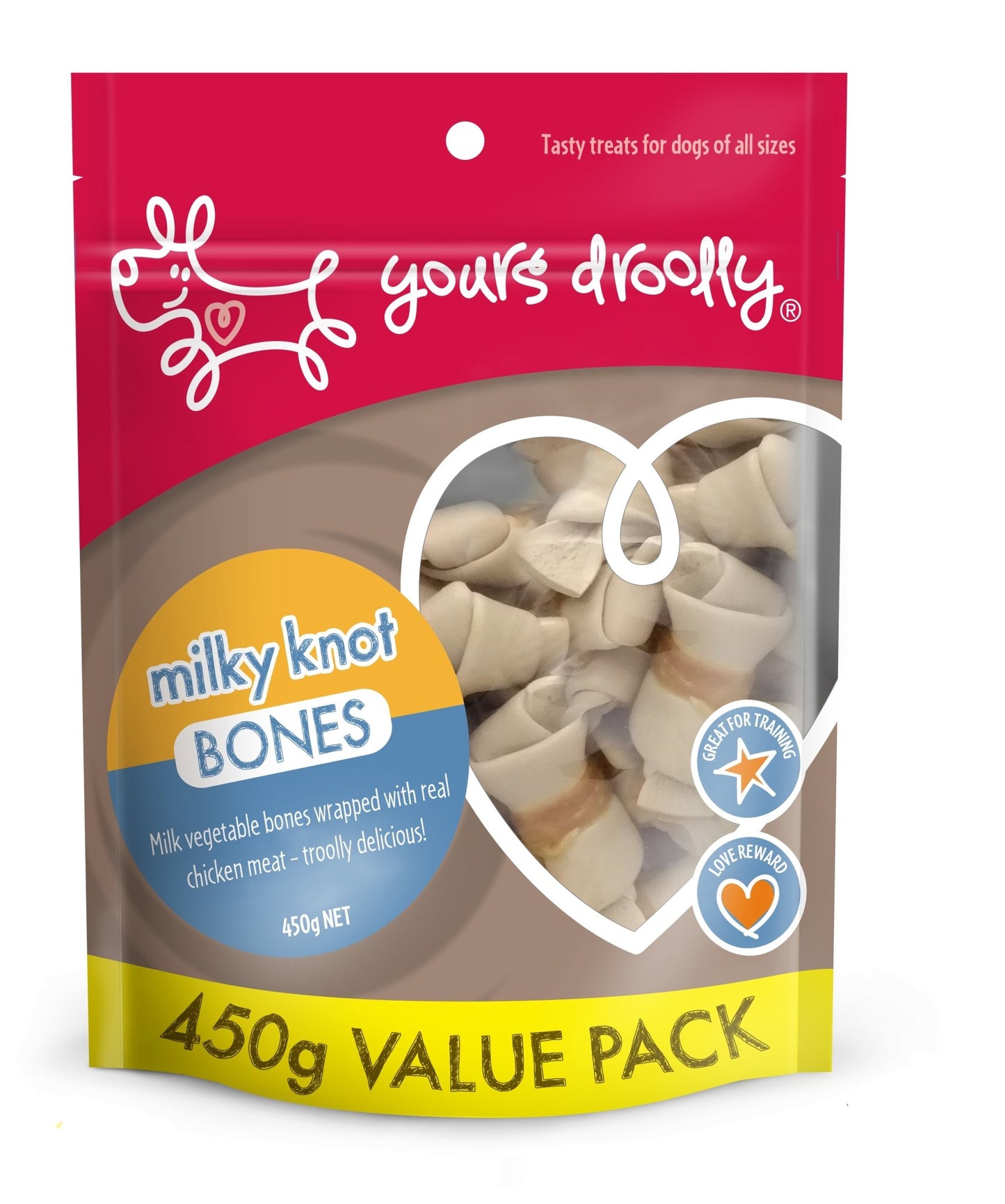Yours Droolly Milky Knot Bones 450g - Woonona Petfood & Produce