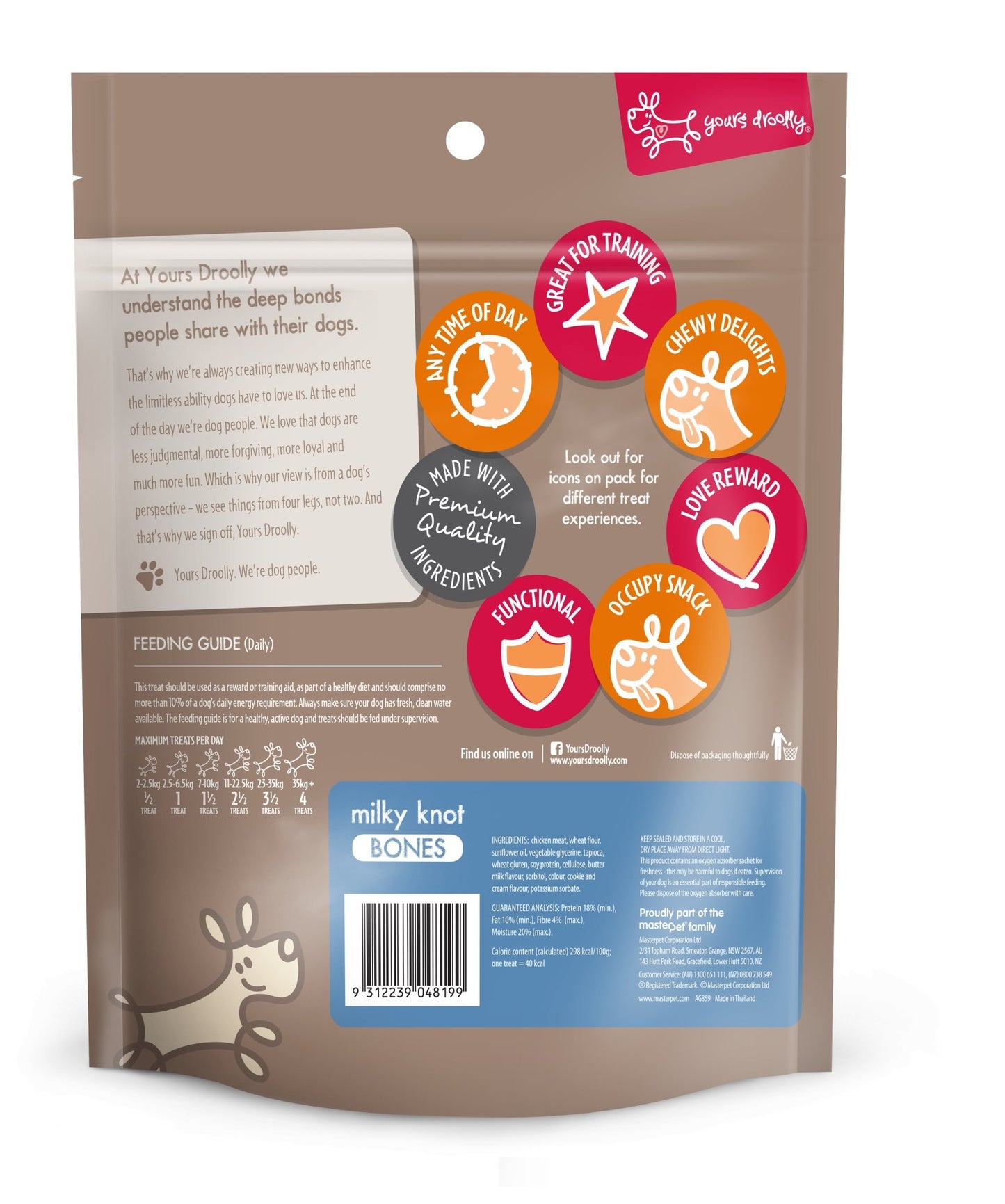 Yours Droolly Milky Knot Bones 450g - Woonona Petfood & Produce