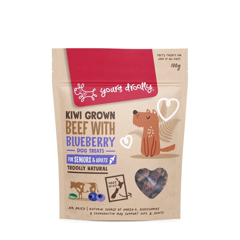 Yours Droolly NZ Senior Dog Treat Beef With Blueberry - Woonona Petfood & Produce