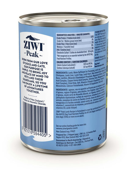 Ziwi Peak Wet Dog Food Lamb 12x390g - Woonona Petfood & Produce