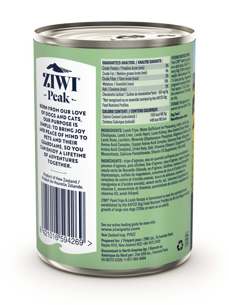 Ziwi Peak Wet Dog Food Tripe & Lamb 390g - Woonona Petfood & Produce